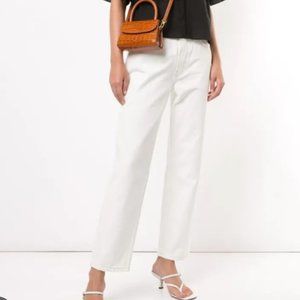 NWT Annie Bing White Etta Relaxed Rigid Straight Jeans Size 27